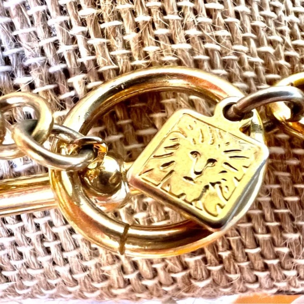 Vintage Anne Klein Chunky Gold Tone Chain Link Necklace Toggle Fastener - Picture 2 of 2